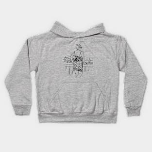 Plant Girl is waiting for her coffee at the beach house Kids Hoodie